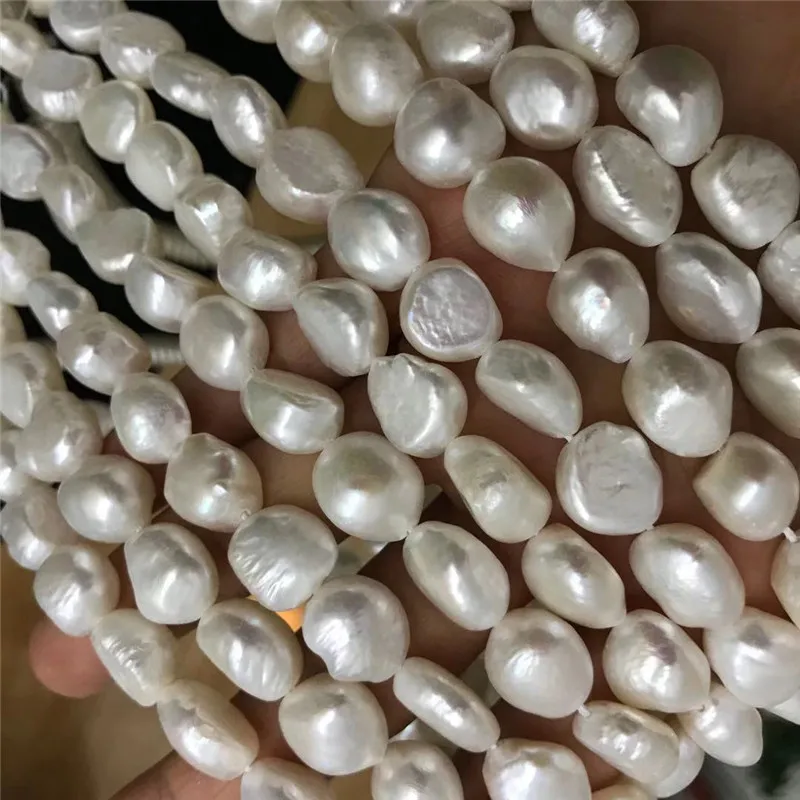 Big 10-12mm White Baroque Natural Freshwater Pearl Loose beads strands 14'' | Украшения и аксессуары