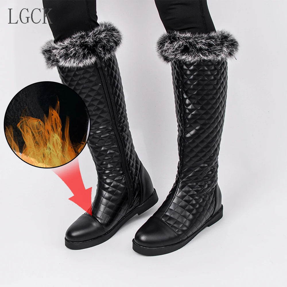 Размера плюс 34 43 модные женские утепленные зимние сапоги с плюшевой подкладкой