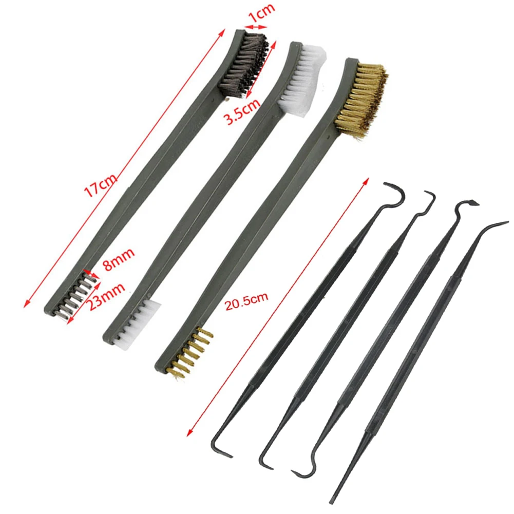 

7pcs Universal Weapon Gun Cleaning Kit 3pcs Steel Wire Brush 4pcs Nylon Pick Set Hunting Tactical Rifle Pistol Gun Cleaning Too