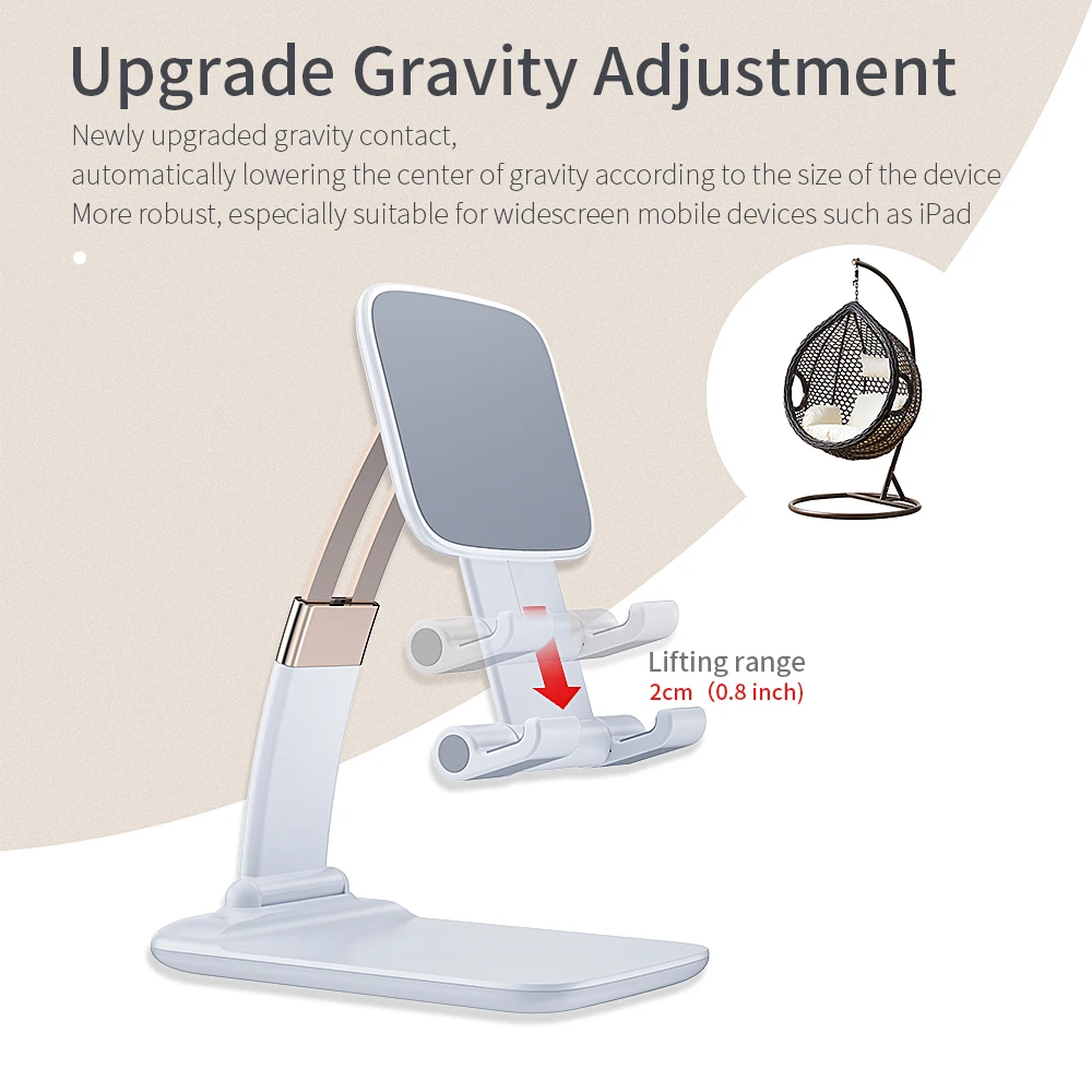 essager foldable desk phone holder stand for iphone 12 ipad xiaomi adjustable gravity metal table desktop cell smartphone stand free global shipping