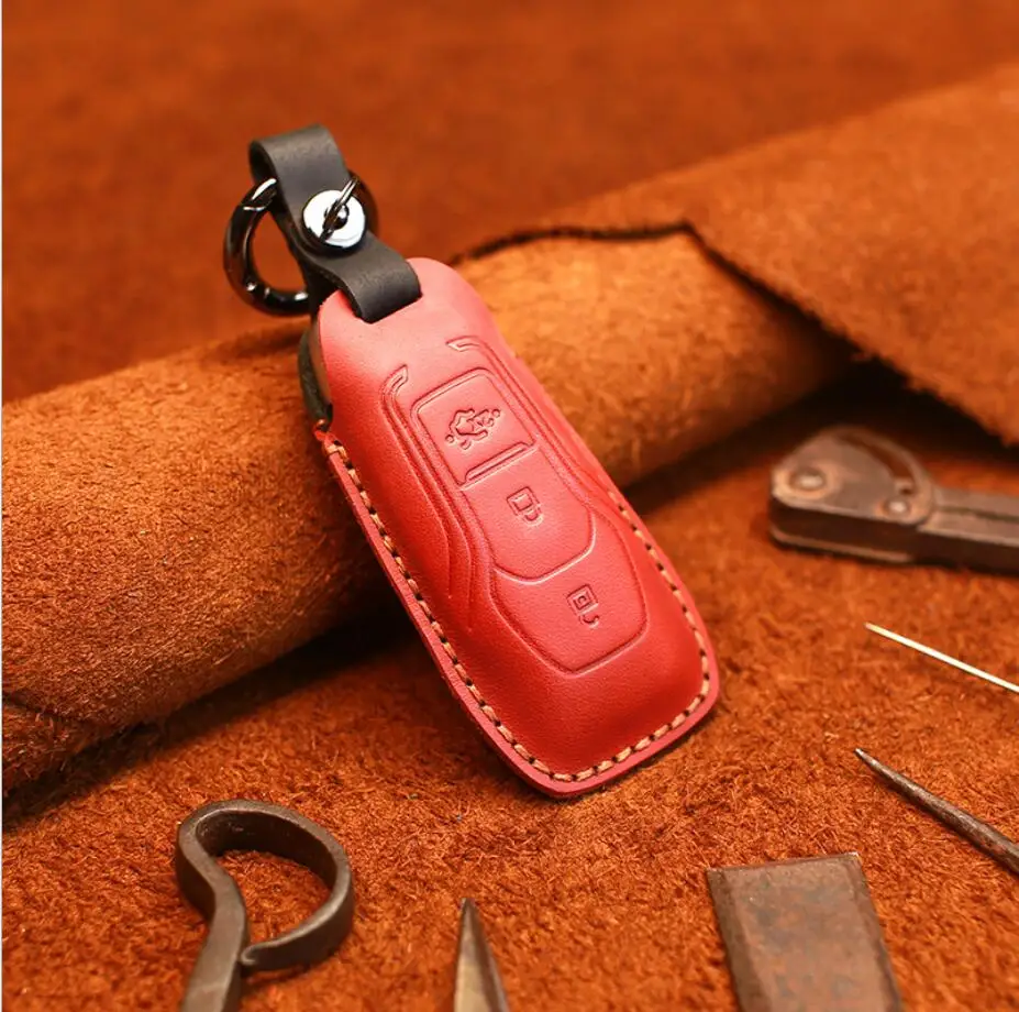 Автомобильный 4D чехол для ключей из натуральной кожи чехол-держатель Ford Explorer Mondeo