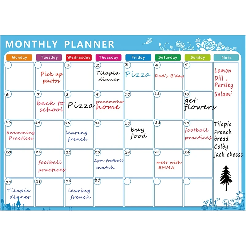 Магнитная доска для сухого стирания магниты холодильник список дел ежемесячный