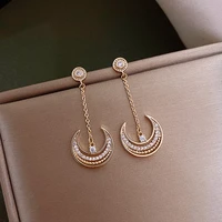 2022 new arrival vintage rhinestone sweet moon tassel zircon color drop earrings for women water drop crystal pendant jewelry
