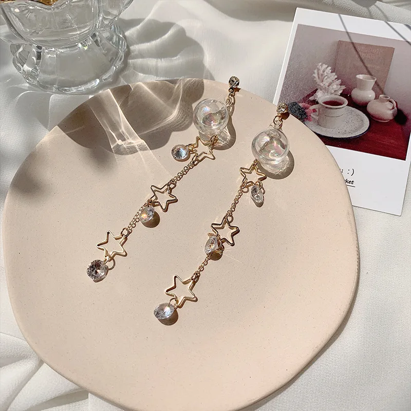 2019 Новая мода стеклянный шар серьги для женщин девушка Кристалл Длинная кисточка