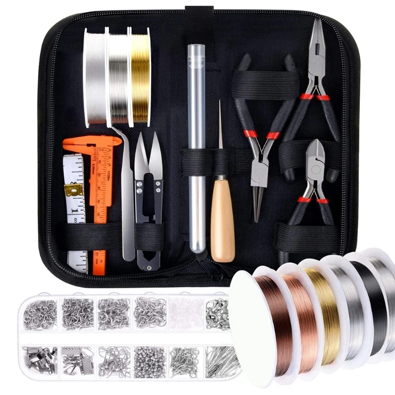 

24 Pcs Jewelry Making Supplies with Jewelry Wires Findings Kit DIY Crafts Set 87HC
