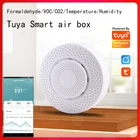 Смарт-Датчик Tuya для умного дома, Wi-Fi сенсор с датчиком содержания углекислого газа, влажности и температуры, с автосигнализацией