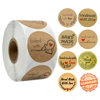 500 pcs round handmade stickers rolls scrapbooking for package adhesive natural kraft thank you sticker seal labels stationery