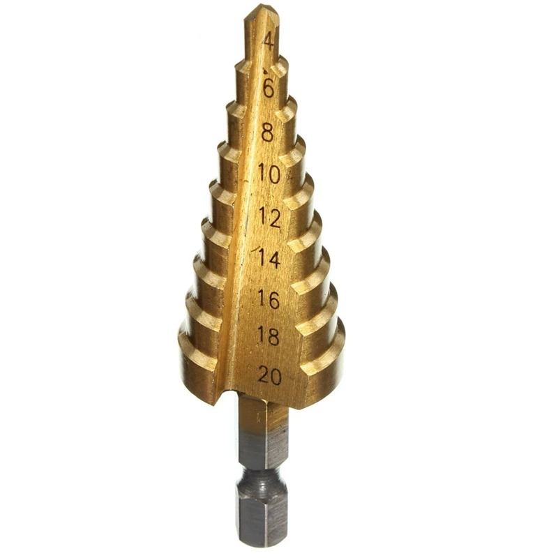 2x HSS шаг сверла конический Титан для Отвертка 4 12 мм и 1/4 шестигранный стержень 20