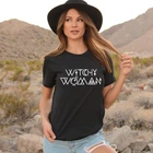 Женская футболка со свисающими звездами, забавная Базовая футболка с графическим рисунком ведьмы, топ, модная футболка на Хэллоуин, подарок на вечевечерние, футболка, футболка