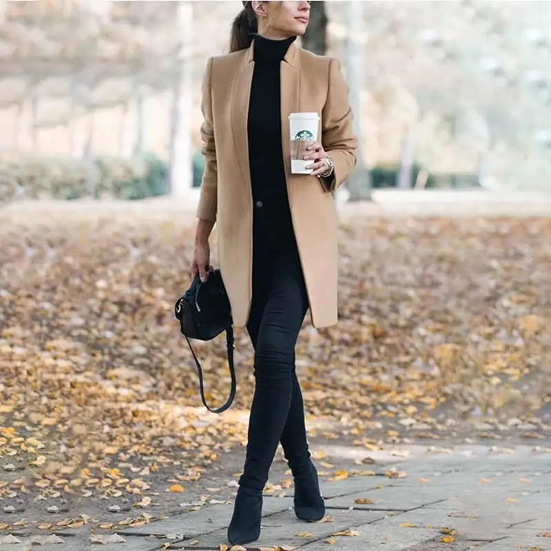 Повседневные однотонные теплые хлопковые куртки женские пальто парки с длинным