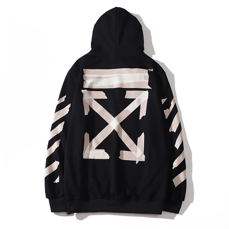 

Autumn winter 2021 new fashion br offf tape arrow hooded sweater loose pure cotton men's and women's lovers' wear