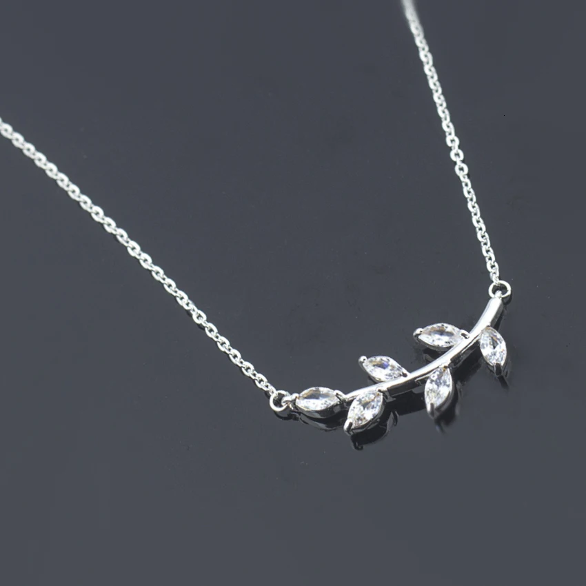 Золотые ветви листва с украшением в виде кристаллов циркон ожерелье цепочка