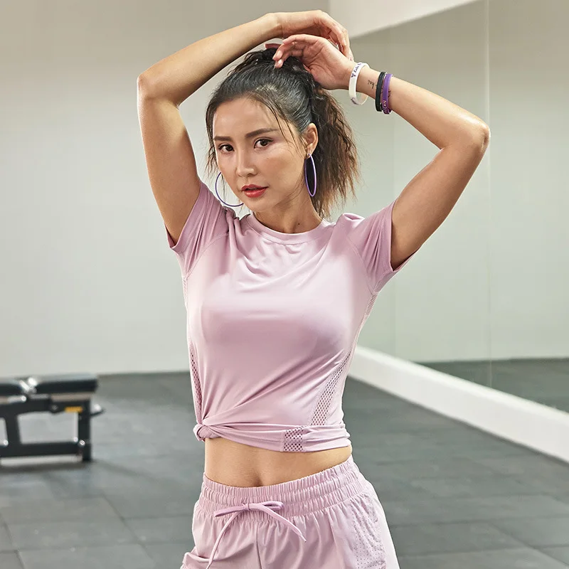 Женский кроп топ для фитнеса бесшовный цвет в ассортименте|Рубашки йоги| |