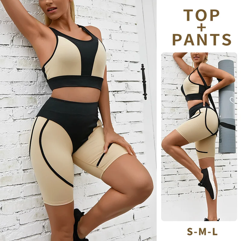 

VUTRU Black Patchwork Yoga Sets 2 Pcs Sportswear Women Gym Sets Female Fitness Sport Suit Padded Sport Bra High Waist Leggings