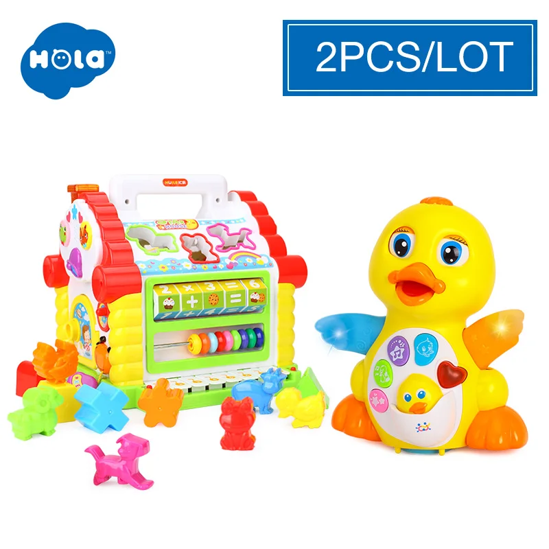 WITHOUT BOX HOLA 739, Многофункциональные Музыкальные игрушки, детский Забавный домик, музыкальные электронные геометрические блоки, сортировка, Обучающие Развивающие игрушки, подарки - Цвет: WITHOUT BOX