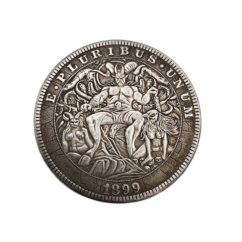 

Американская блуждающая монета, 1899 латунные посеребренные памятные монеты демона, украшение для дома, Коллекционирование монет, поделки