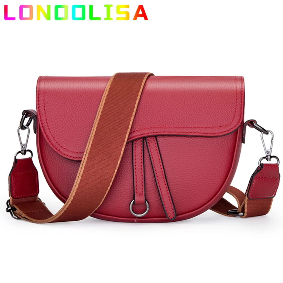 

100% Genuine Leather Saddle Bag Female Fall Winter Crossbody Messenger Cowhide Bags Luxury Designer Ladies Casual Shoulder Purse