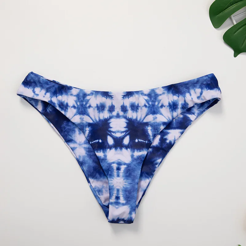 

Fashion print split bikini sexy swimsuit female blue beach suit swimwear women