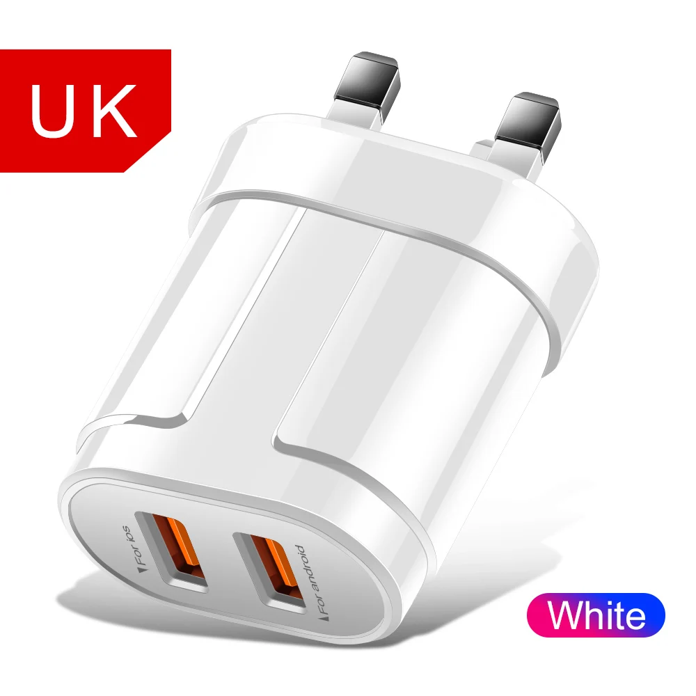 UK Plug Олаф USB Зарядное устройство Dual Порты штепсельная вилка европейского стандарта, 5 В/2.4A дорожный настенный адаптер мобильный телефон Micro USB разъем для зарядки и синхронизации данных для iphone samsung Xiaomi huawei LG - Тип штекера: UK Plug