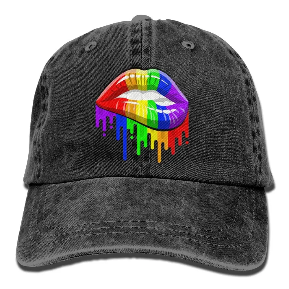 Забавная бейсболка с рисунком радужных губ регулируемая шляпа для папы и