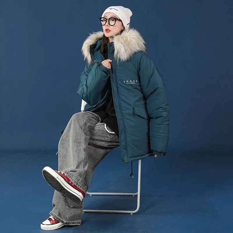 

Зимняя куртка, Женское пальто с капюшоном, женская Свободная куртка оверсайз, плотная теплая парка для женщин