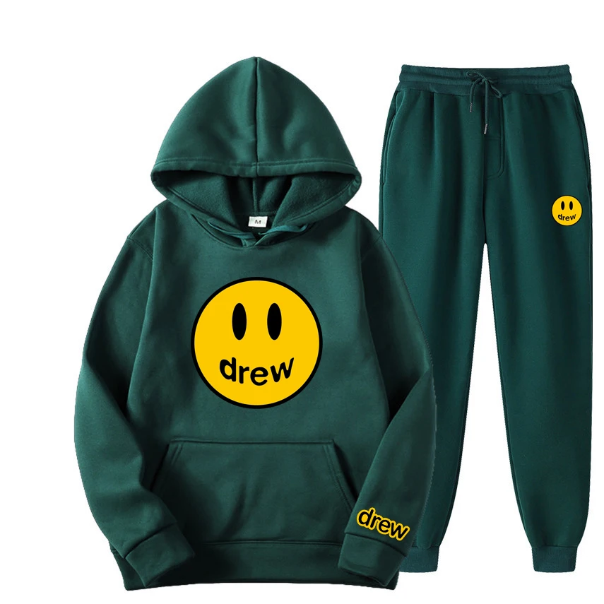 drew house 2022 Justin Bieber Fashion Man Tracksuits Mens Autumn Winter Brand Hoodies Jogging Suits Streetwear Athletic Sets