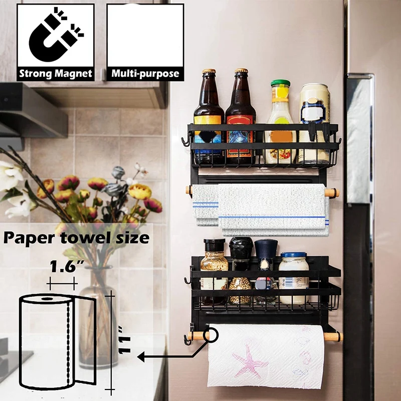 

netic Spice Rack Organizer for Refrigerator, Paper Towel Holder netic,Refrigerator Organizers and Storage, Kitchen