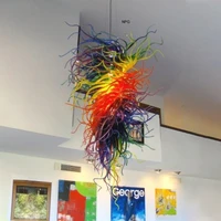 large rainbow pendant lamp modern chihuly handmade blown glass chandelier with led lights chinese supplier artistic