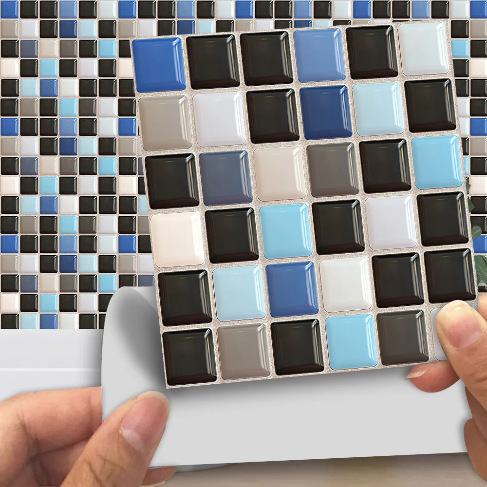 Плоская мозаичная плитка 10 шт. настенная наклейка с принтом 2D переводная Крышка