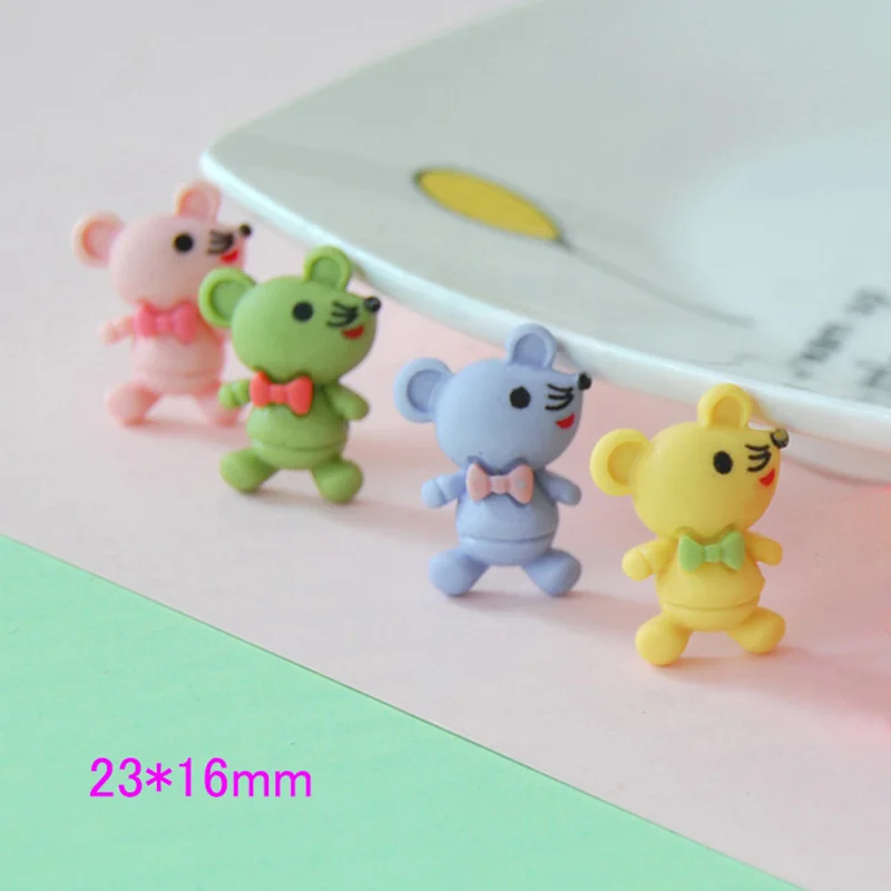 10 шт. цветные изделия из смолы с бантиком и Мышкой украшение плоским основанием