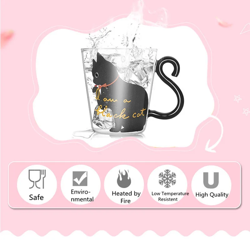 Милая креативная стеклянная кружка с котом чашка для чая молока и кофе