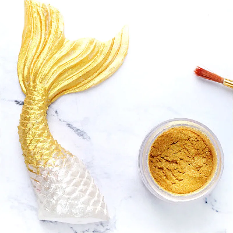 Мерцающая блестящая золотистая Серебристая пудра для украшения еды пирожных