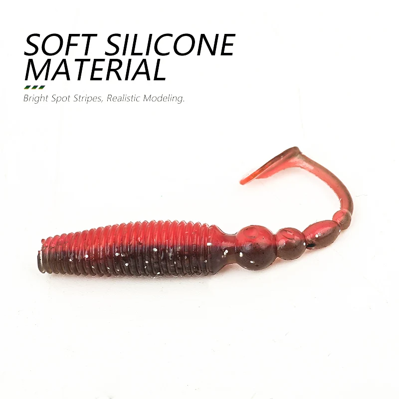 Ardea Mini Soft Bait 8Pcs 65mm 1.6g Silicone worm T-Tail Fishing Lure Artificial Wobblers Jigging Bass Pike Saltwater Tackle