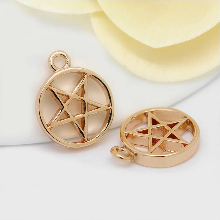 

(1567)6PCS 13.5x17MM 24K Champagne Gold Color Plated Brass Star Charms Pendants High Quality Diy Jewelry Accessories