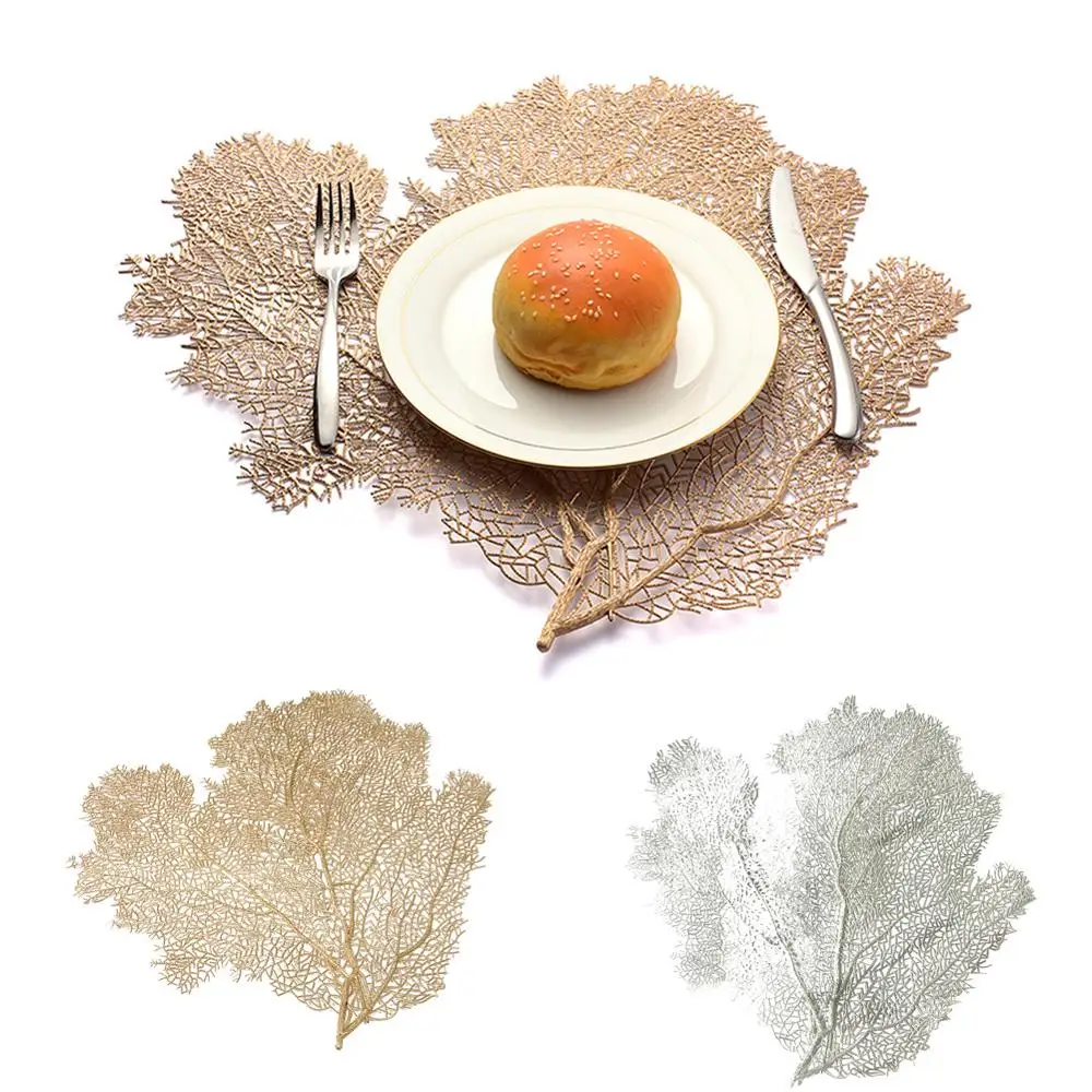 Коврики из ПВХ в форме листьев кораллового цвета коврики для подставки ажурный