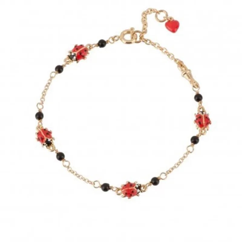 

Newly launched insect series enamel red ladybug lucky heart bracelet