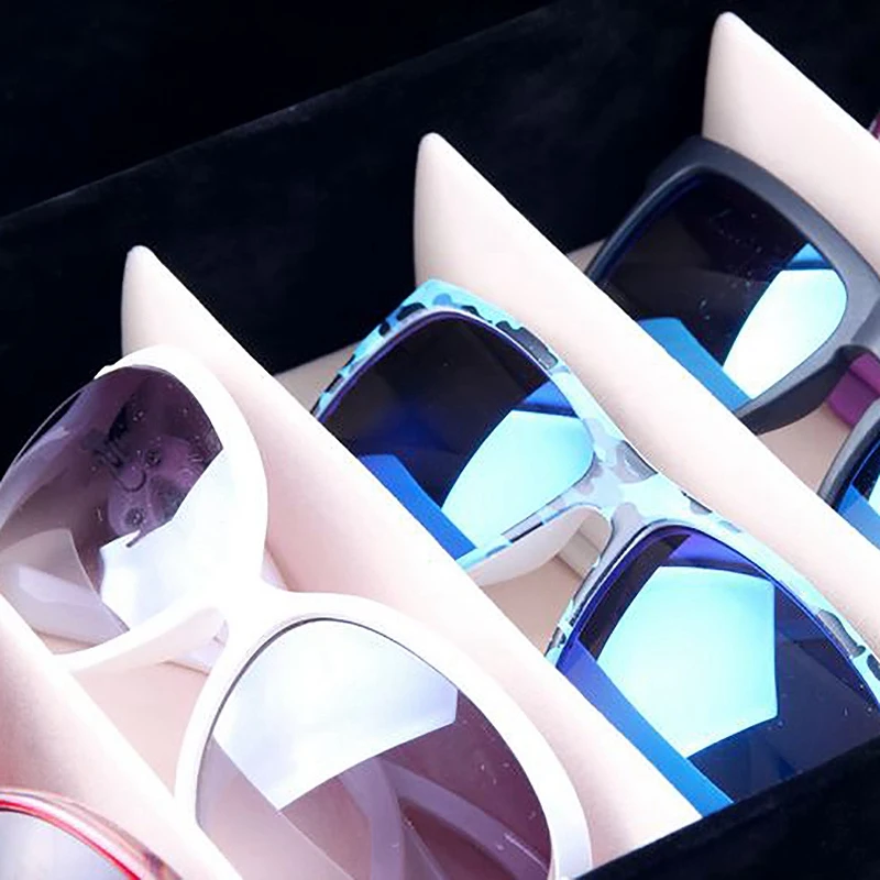 

2x 8 Slot Eyewear Stand Holder Sunglasses Glasses Storage Display Case Jewelry Tray Storage Box Unisex Blue & Black