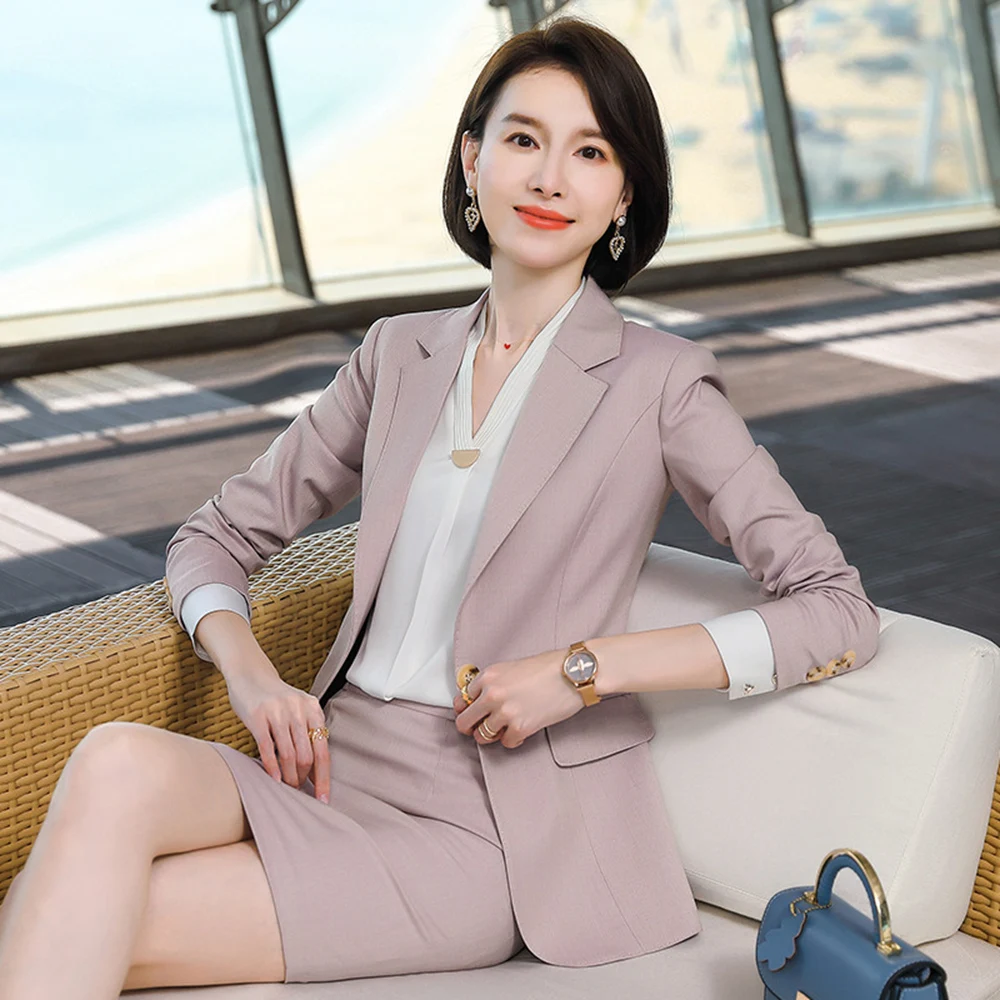 

spring jacket pants 2-piece workwear Korean style blazer pants set professional clothes women office attire suits for business