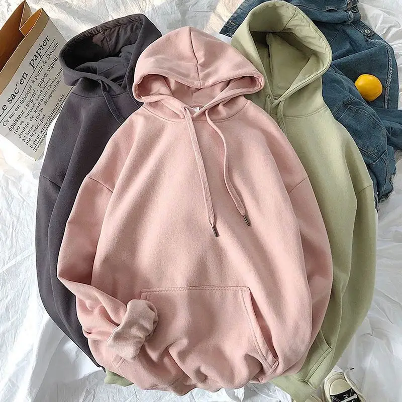 

Sweatshirts Women Hoodie Solid Color Hooded Pullovers Basic Sweatshirt Oversized Hoodies Women Thicken Warm Winter Cloth Coat