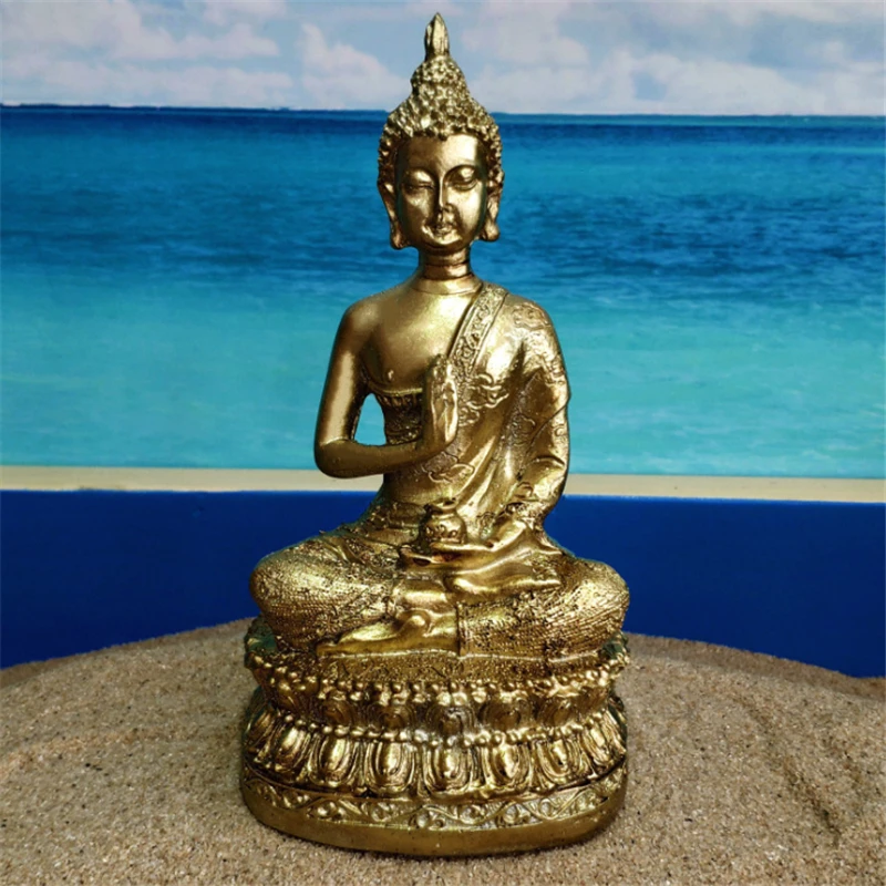

16x8x6cm Chinese Resin Ornament Buddha Statue Buddhism Home Decoration Craft Ornaments Home Decoration Desk Figurines