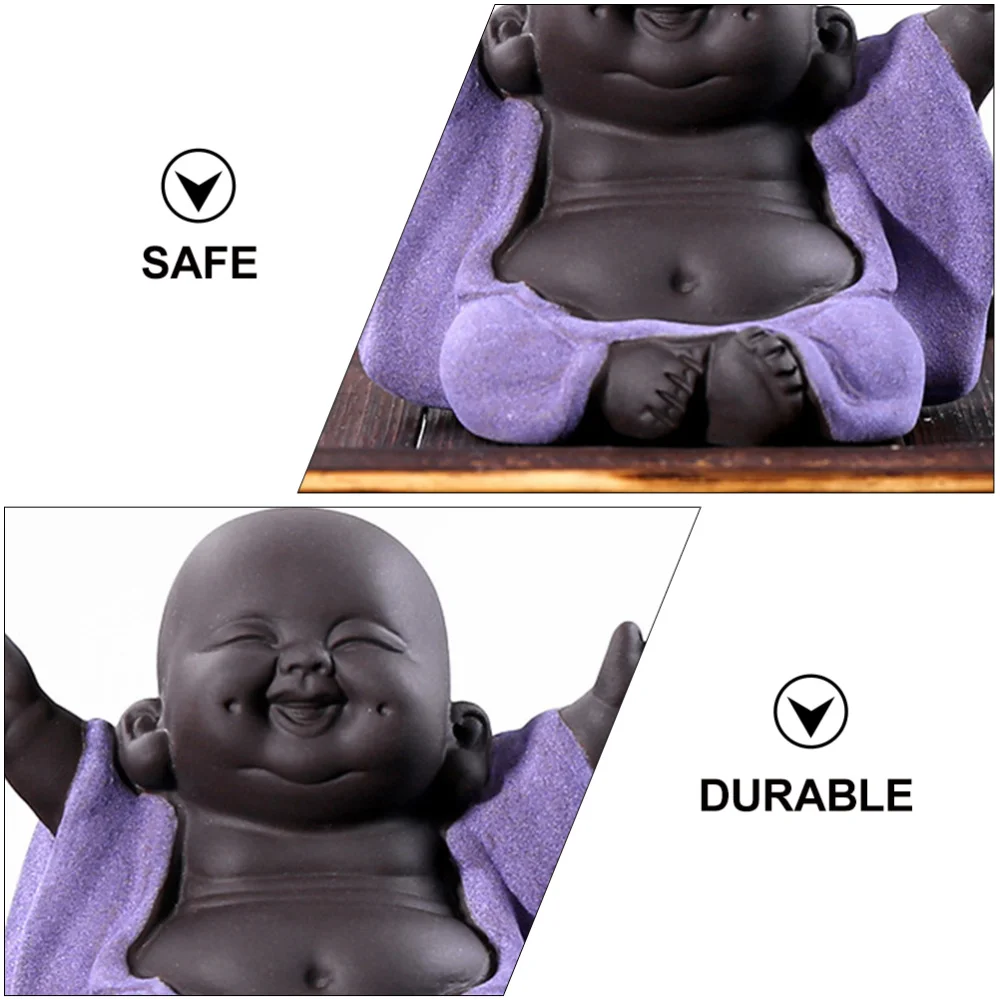 

1pc Zen Monk Tabletop Decoration Vivid Tea Art Ornament (Violet Coffee)