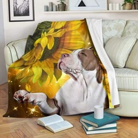 pitbull blanket sunflowers blanket print super soft and warm all season throw blanket for sofa bed outdoor hotel and home