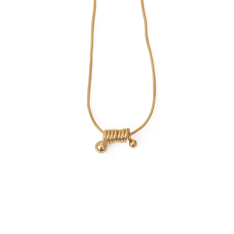 

1pc Minimalist Thread Pendant Necklace for Women Ins The Same Geometric Cool Wind Brass Gilded Fashion Accessories