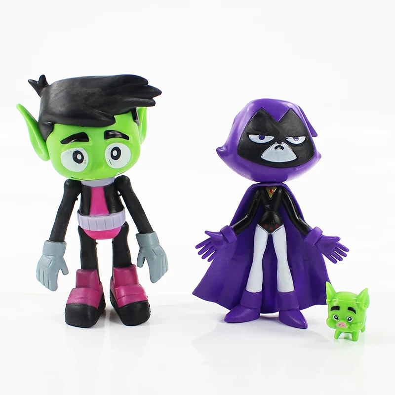 7 шт./лот Teening Titans GO фигурки аниме игрушки Робин Ворон зверь киборг ПВХ Модель