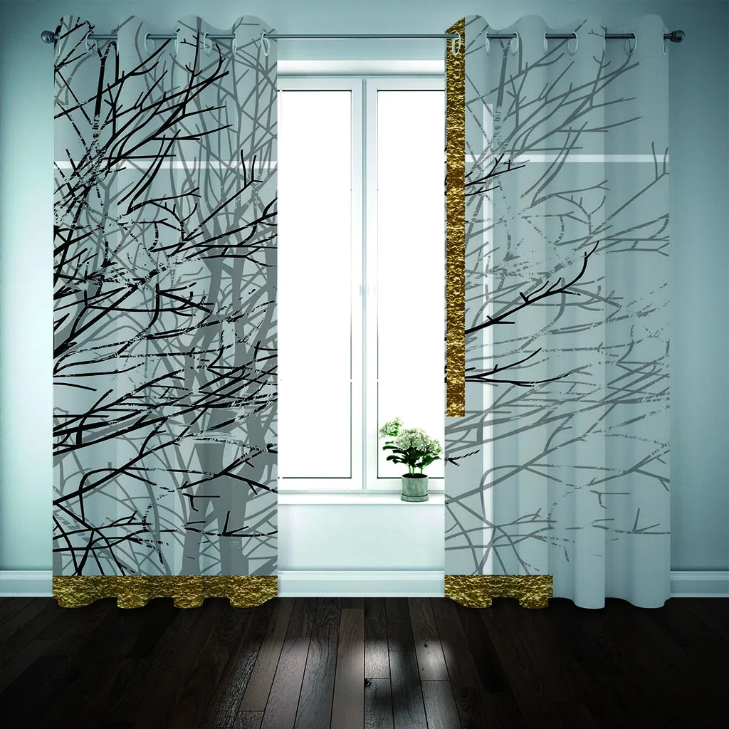 

black branch 3d curtains Customized 3d curtains simple and fresh modern thickening blackout curtains