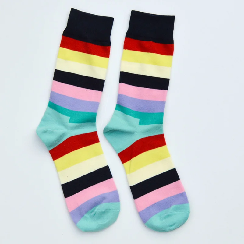 LKWDer 6 пар мужские забавные носки Calcetines Happy носки для мужчин Chaussette Homme красочные полосатые Meias удобные теплые носки