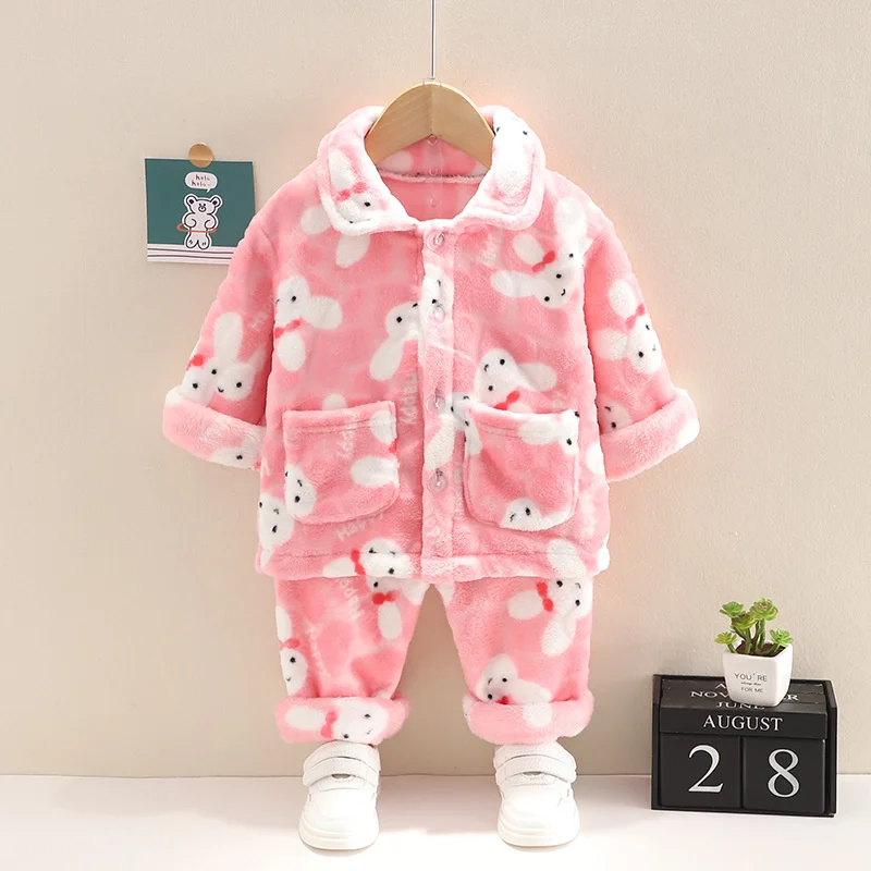 New Autumn Winter Baby Girls Clothes Children Sleepwear Fashion Cartoon Long Sleeve Top Pants Toddler Boys Costume Kids Pajamas