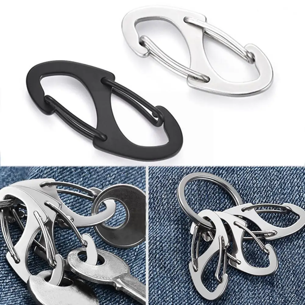 

1 Pcs 8 Shape Carabiner Steel Tactical Multi Function Ring Edc Locking Climbing Tool Chain Carabiners Multi X0o2