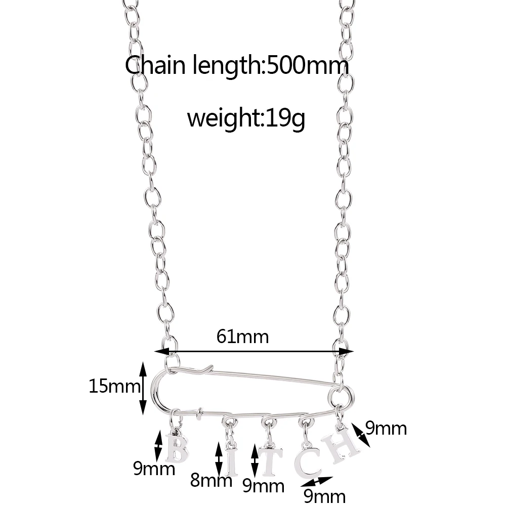 

Punk Pin Letters Chain Pendant Necklace Hip Hop Choker Necklace Fashion Gothic For Man Women Cool Charm Jewelry Street Style