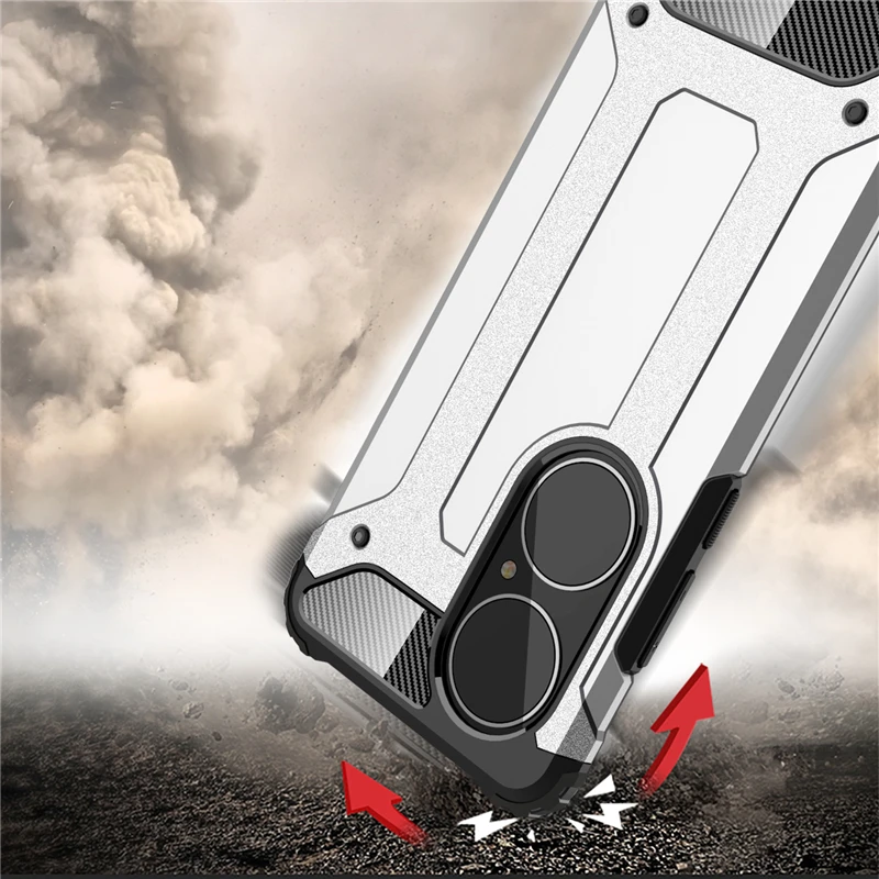 

For Huawei P50 Pro Case Cover for Huawei P50 Pro Phone Cover Rubber PC Protective Back Shell Capa Funda Conque Heavy Duty Armor